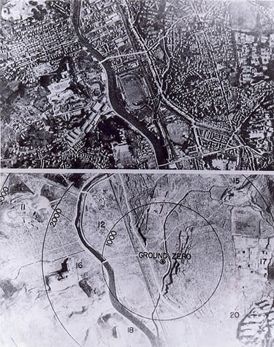 Nagasaki, 1945 abans i després de la bomba, en http://es.wikipedia.org/wiki/Archivo:Nagasaki_1945_-_Before_and_after.jpg "IL.lustració"